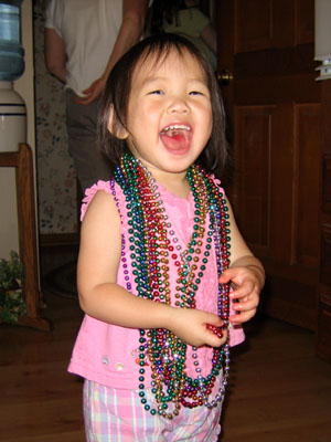 1st stop was Grandma and Grandpa's. Aunt Dot (neighbor) brought us some beads from Mardi Gra
